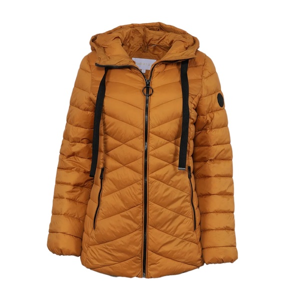 Madden Girl Women's Hooded Puffer Jacket in Khaki, Medium - Picture 4 of 15